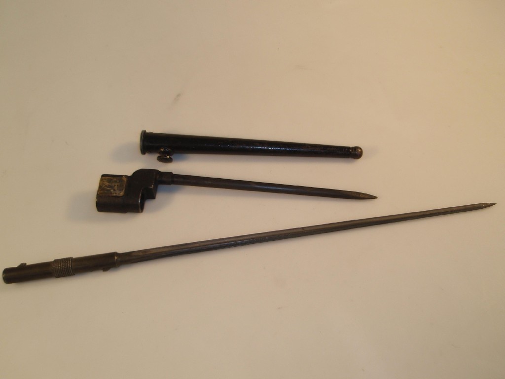 Appraisal: A British No MKII spike bayonet with scabbard another spike