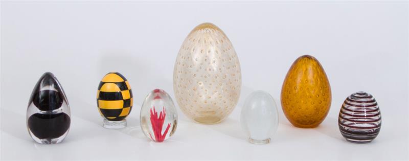 Appraisal: GROUP OF SEVEN GLASS EGGS to in Condition All in