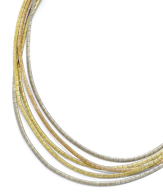 Appraisal: A GOLD NECKLACE Yellow red and white gold g Elegant