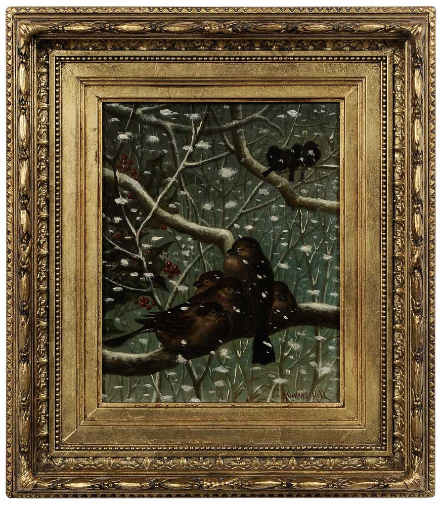 Appraisal: Howard Hill American - Birds on Branches with Snowfall Holly