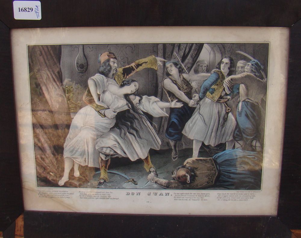 Appraisal: FRAMED CURRIER IVES LITHOGRAPH Don Juan Small folio Corners toned