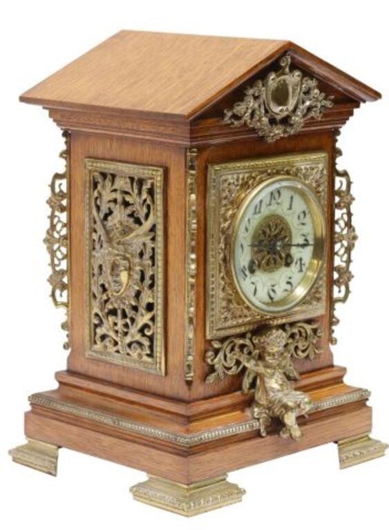 Appraisal: French striking bracket clock early th c oak case with