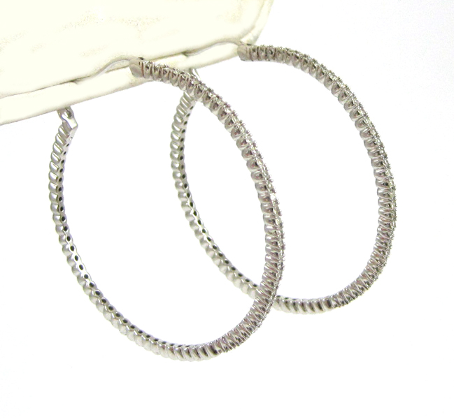 Appraisal: PAIR OF DIAMOND HOOP EARRINGS each k white gold set