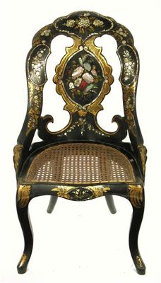 Appraisal: A Victorian paper m ch nursing chair with floral painted