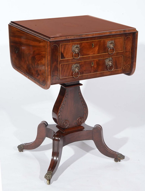 Appraisal: A WILLIAM IV MAHOGANY WORK TABLE with inlaid top having