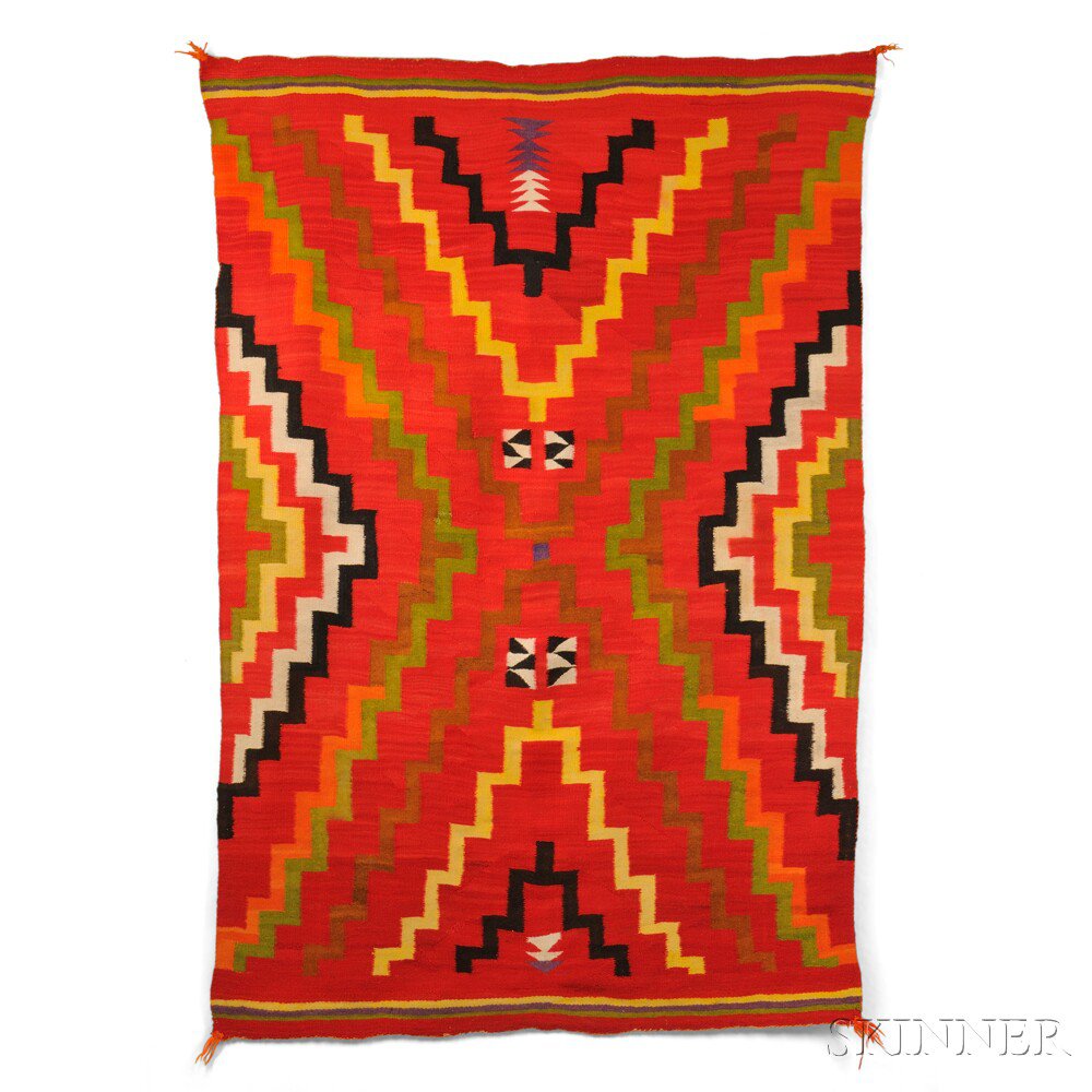 Appraisal: Navajo Transitional Weaving Wool Late th century Woven with natural