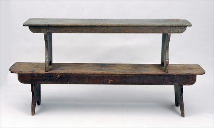 Appraisal: Two Painted Pine Benches to x to in