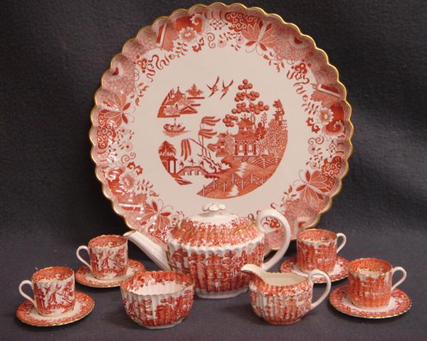 Appraisal: Copeland Spode Pattern tea set on tray iron red oriental