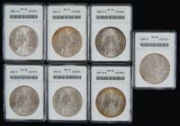 Appraisal: SEVEN GRADED CASED MORGAN SILVER DOLLARS Graded by ANACS -S