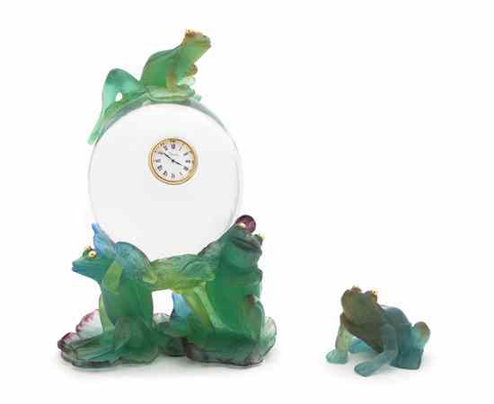 Appraisal: A Daum Glass Vide Poche together with a clock set