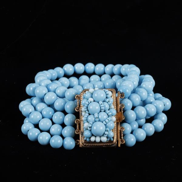 Appraisal: Vintage Couture Coppola E Toppo Blue Turquoise Beaded Multi-strand bracelet