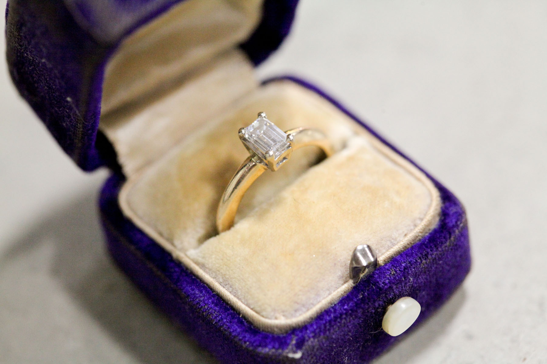 Appraisal: DIAMOND RING Late th century Emerald cut solitaire carat VVSII