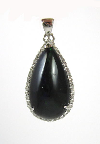 Appraisal: BLACK OPAL DIAMOND AND WHITE GOLD PENDANT with AGI appraisal