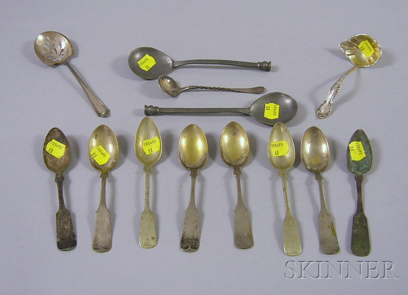 Appraisal: Approximately Thirteen Coin Silver Pewter and Sterling Spoons including a