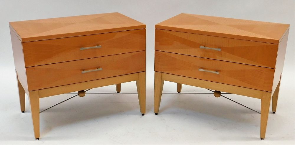 Appraisal: PR MCM Modern Blonde Maple Nightstands United States th Century