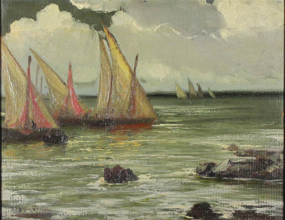 Appraisal: ANTONI ROS Y GUELL SPANISH - SAILBOATS Oil on board