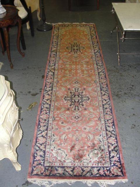 Appraisal: Silk Runner with Pink Flowers From a Greenwich home Dimensions