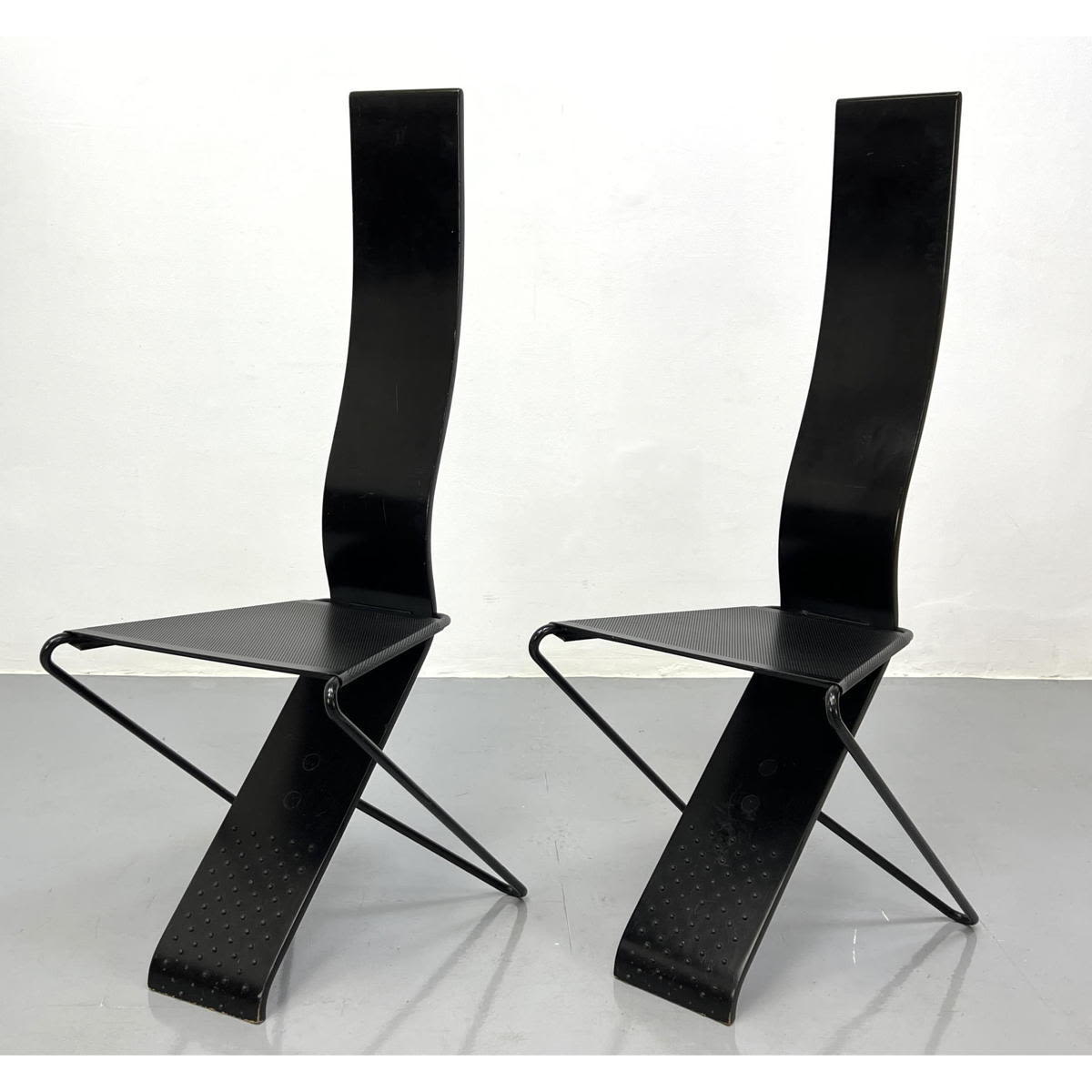 Appraisal: Pr PIETRO AROSIO High Backed Metal Chairs Dimensions H inches