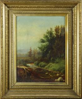 Appraisal: Painting River Scene with Trees California School th century River