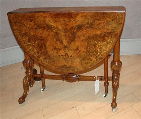 Appraisal: Victorian Burl-Walnut Sutherland Table Estimate -