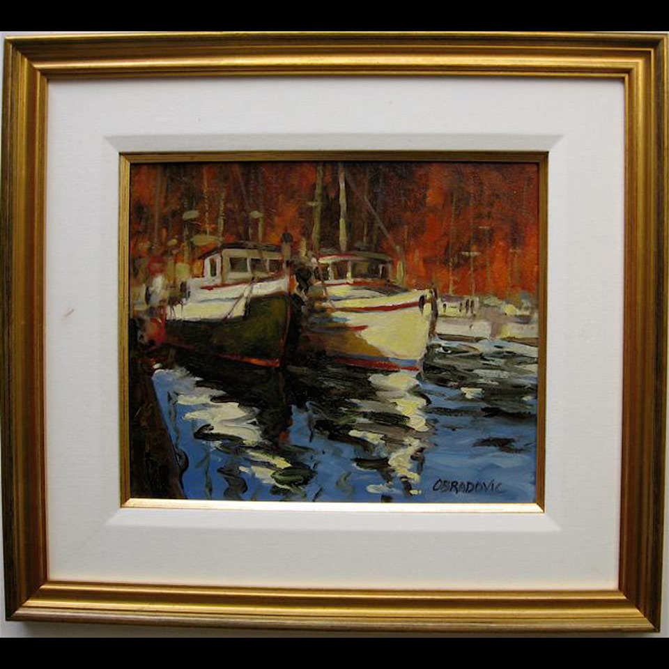 Appraisal: BOATS AT REST MILAN OBRADOVIC - CANADIAN OIL ON MASONITE