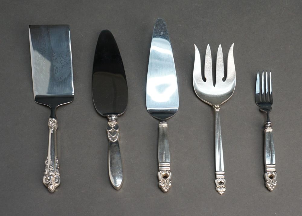 Appraisal: Four Assorted Sterling Handle Serving Articles and a Royal Danish