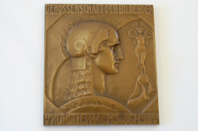 Appraisal: SECESSIONIST BRONZE PLAQUE SIGNED A HARTIG