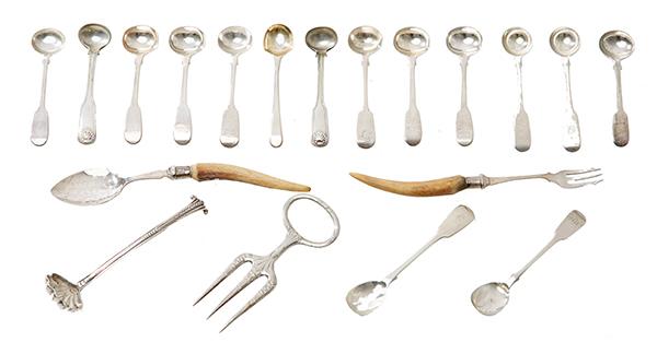 Appraisal: A COLLECTION OF THIRTEEN GEORGIAN AND LATER SILVER CONDIMENT SPOONS