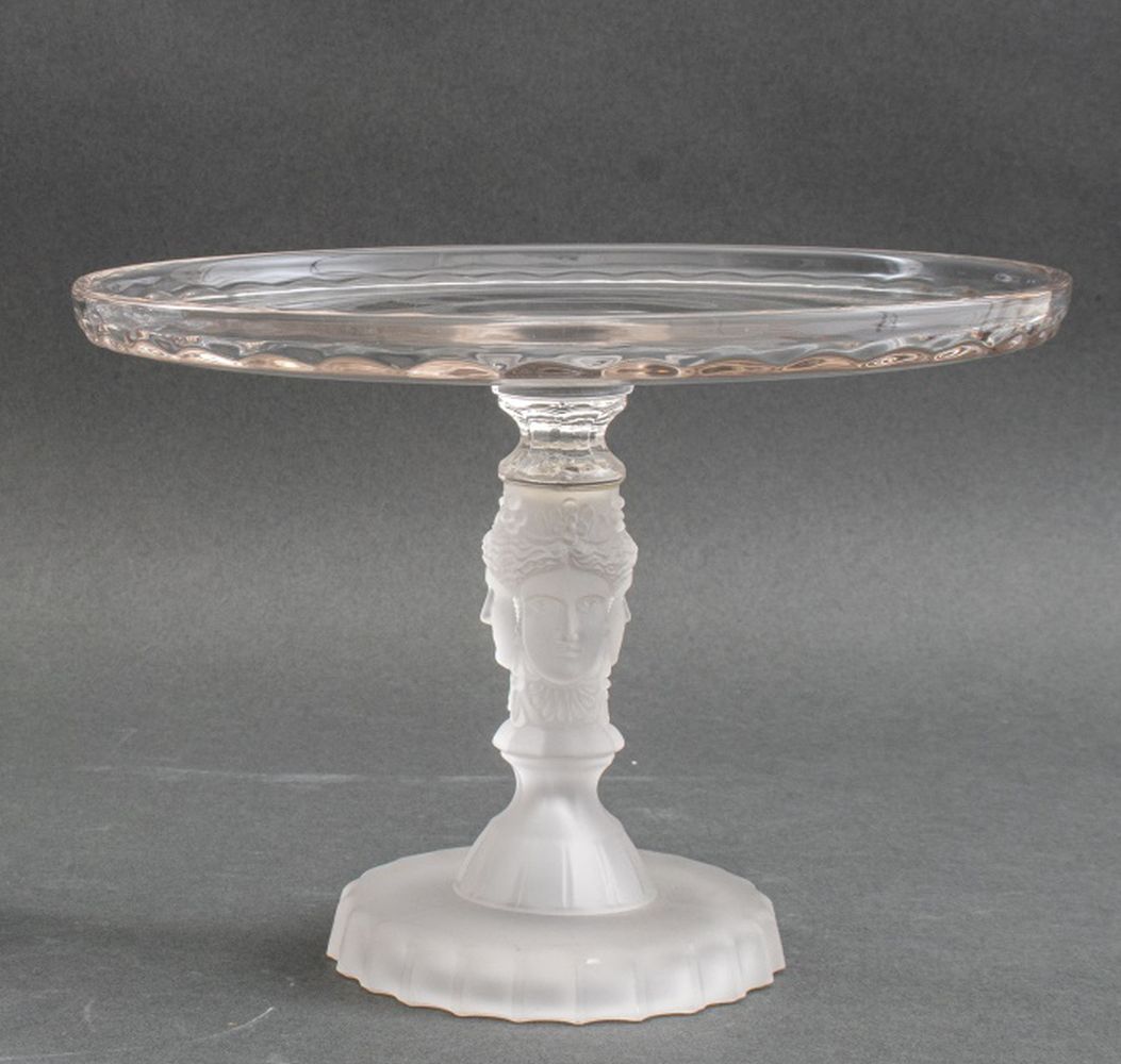 Appraisal: MET MUSEUM THREE FACES CAKE STAND Glass cake stand in