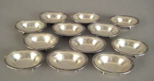 Appraisal: Set of twelve Gorham sterling silver salts with Greek key