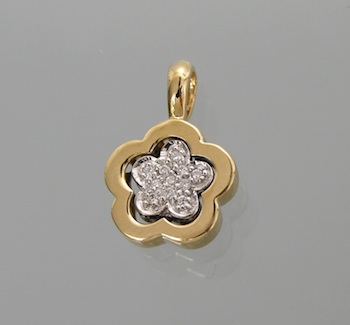 Appraisal: A Reversible Gold and Diamond Pendant k yellow and white