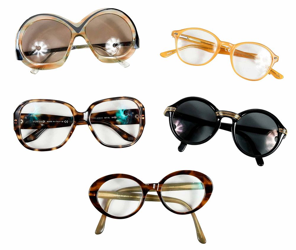 Appraisal: Group of Five Vintage Designer Glasses th century Cartier cabriolet