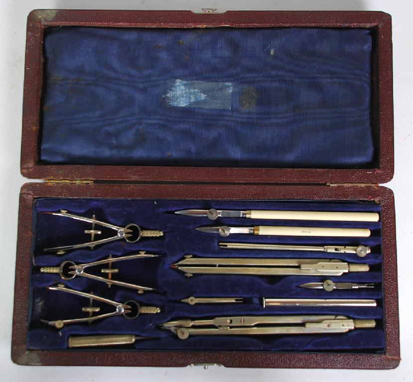 Appraisal: THORNTON SET OF DRAWING INSTRUMENTS in morocco covered fitted case