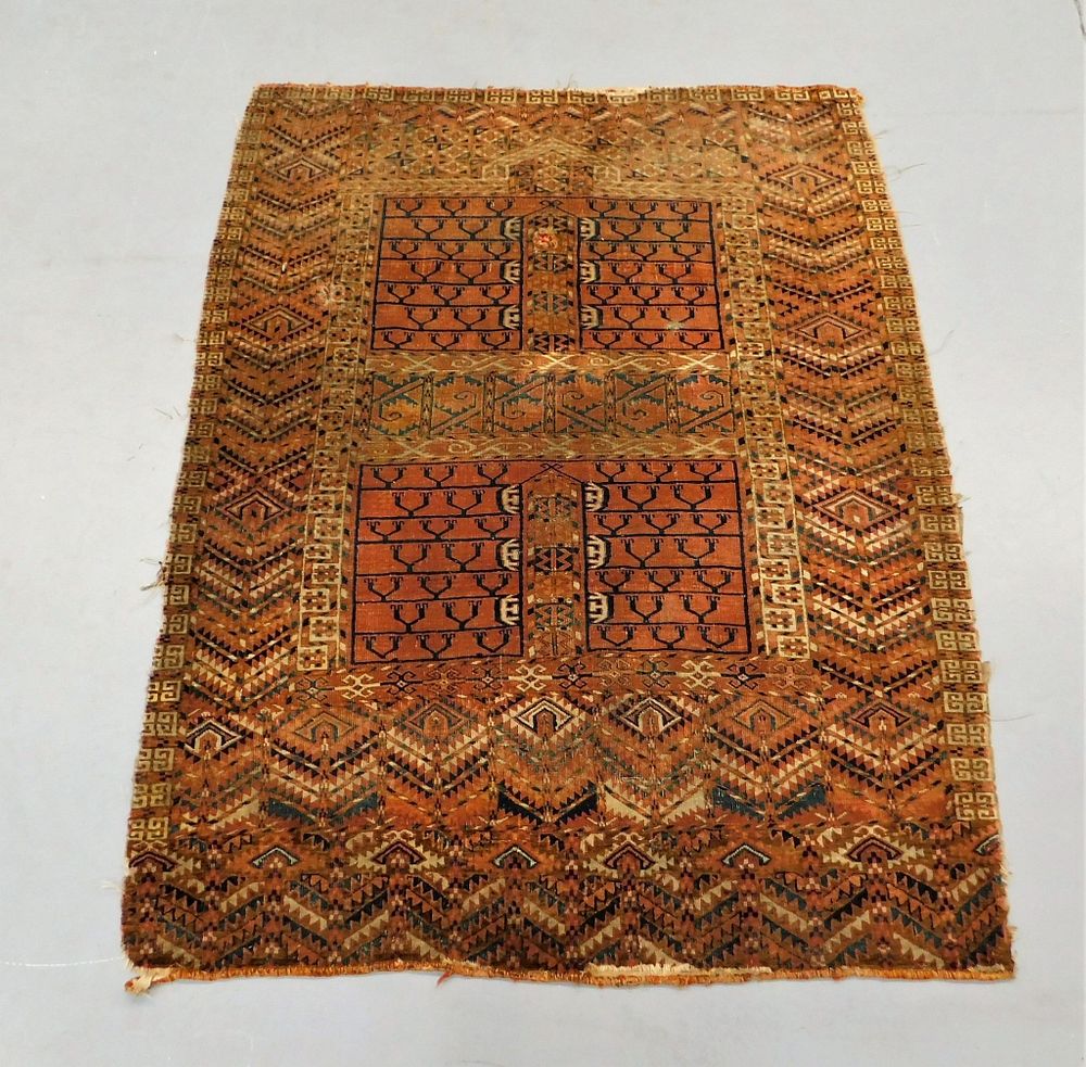 Appraisal: Antique Turkish Geometric Prayer Rug Turkey th Century Black geometric