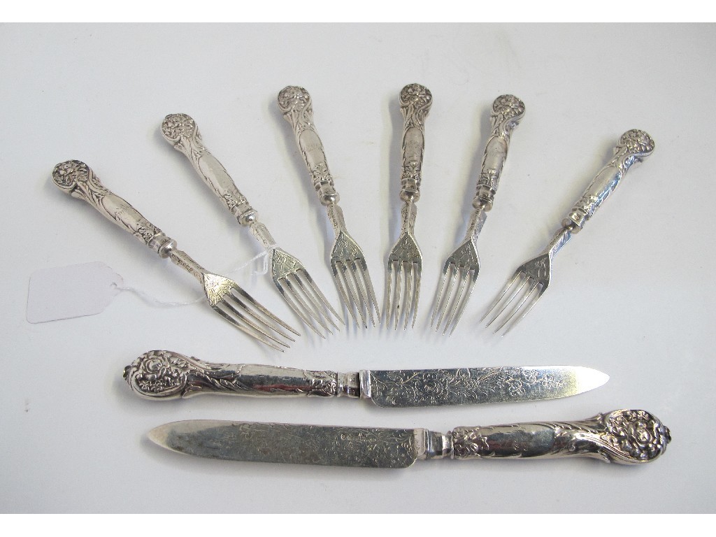 Appraisal: Silver part fruit cutlery set six forks two knives Sheffield