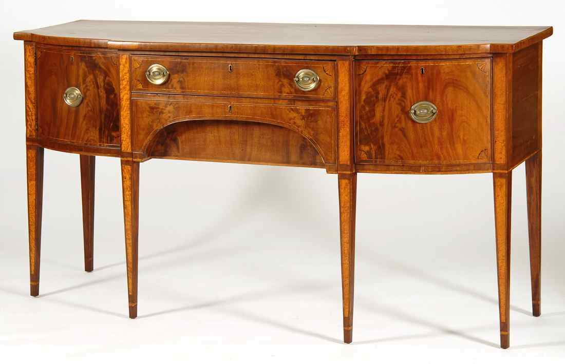 Appraisal: ANTIQUE HEPPLEWHITE SIDEBOARD Late th CenturyIn mahogany with flat front