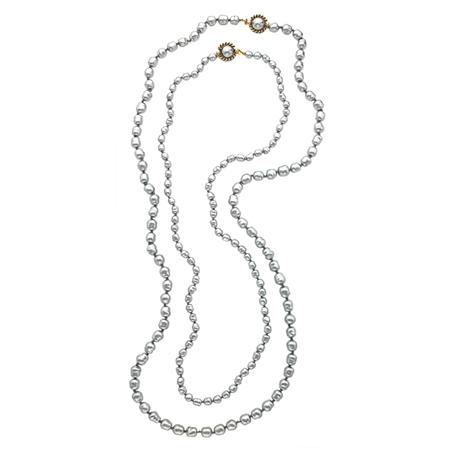 Appraisal: Two Chanel Gray Faux Baroque Pearl Sautoirs Estimate -