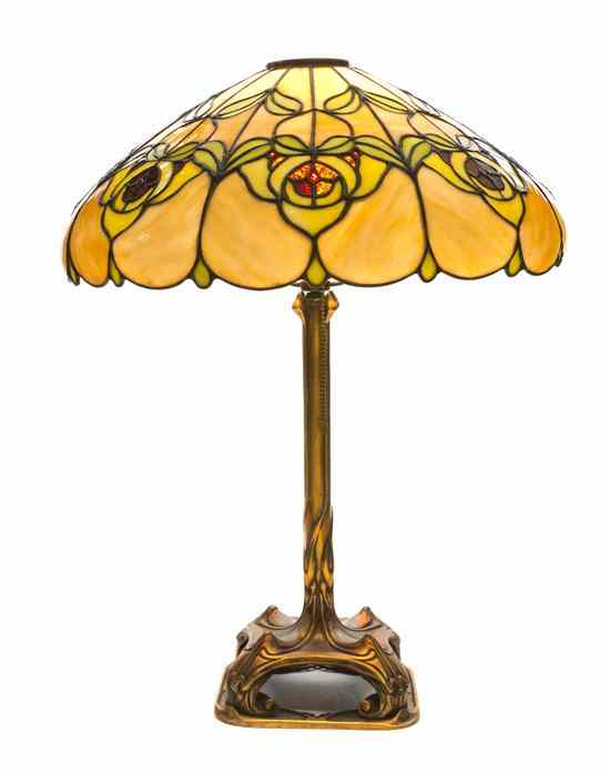 Appraisal: An American Leaded Glass Lamp attributed to J A Whaley