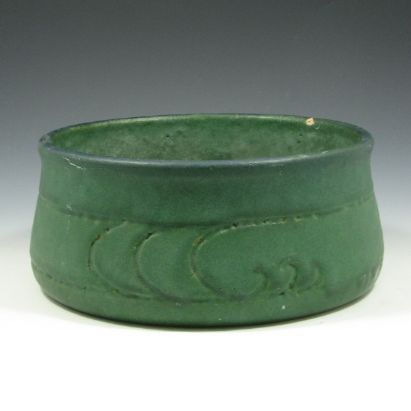 Appraisal: Rookwood Matte Green Fern Dish Rookwood Arts Crafts matte green