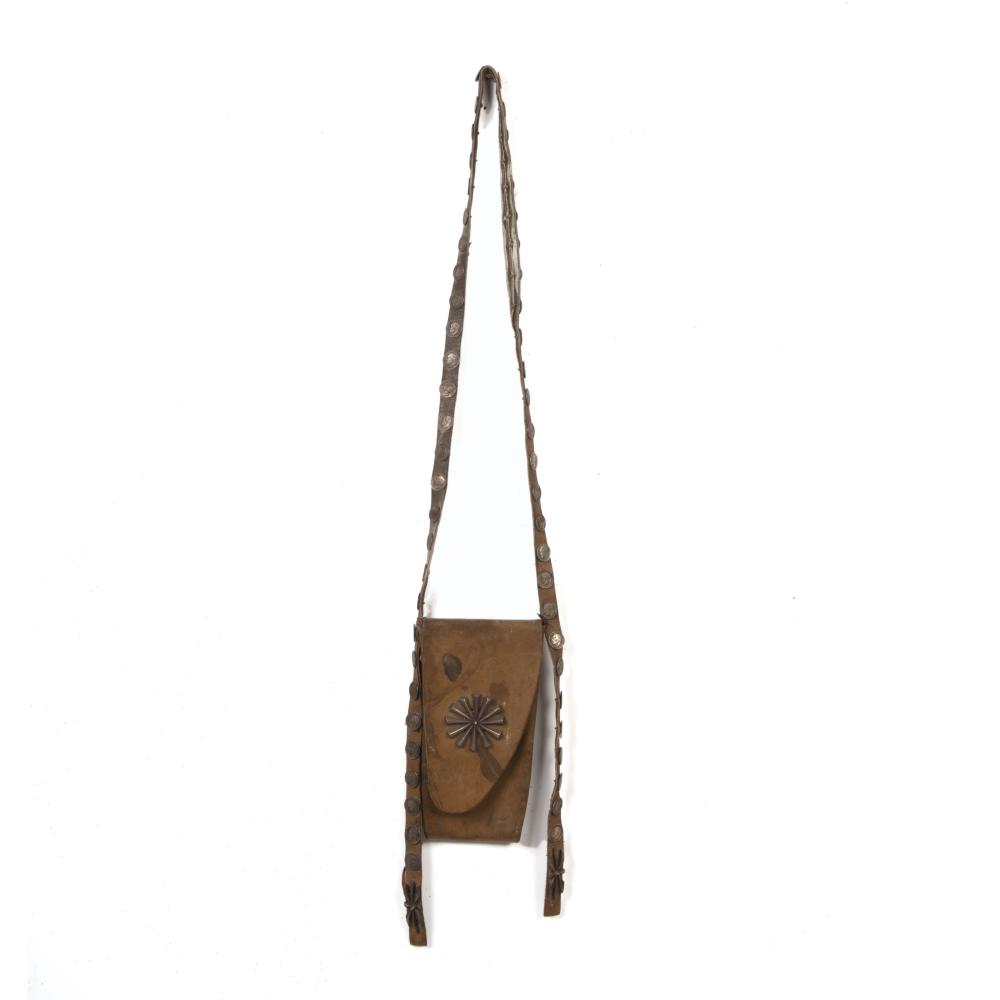 Appraisal: NAVAJO LEATHER SHOULDER BAG CA SNavajo Leather Shoulder Bag ca