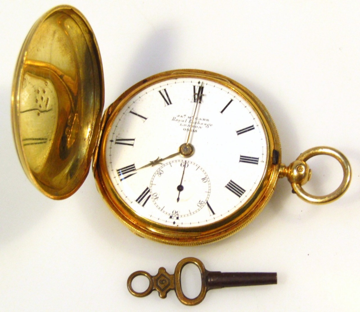 Appraisal: An ct gold Hunter pocket watch the engine turned case