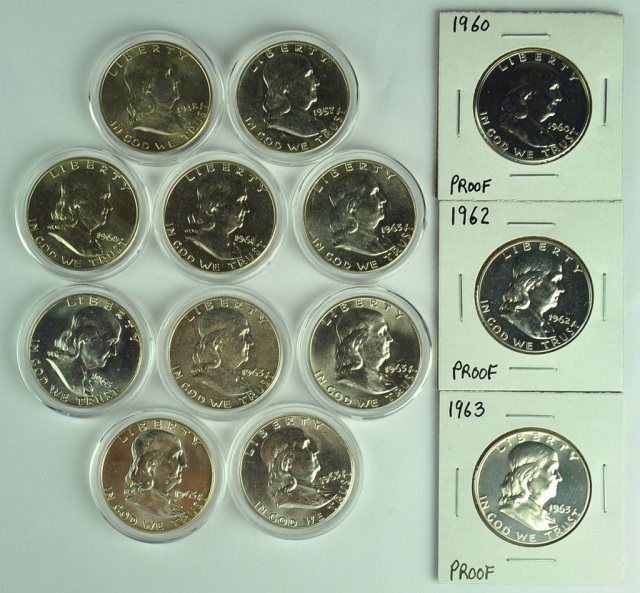 Appraisal: BU Franklin HalvesDates are -D -D coins and -D coins