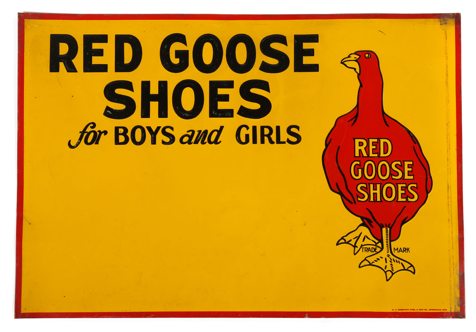 Appraisal: Red Goose Shoes lithographed tin sign in L in W