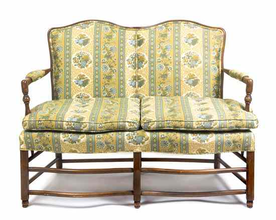 Appraisal: An American Double Back Settee having upholstered back arms and