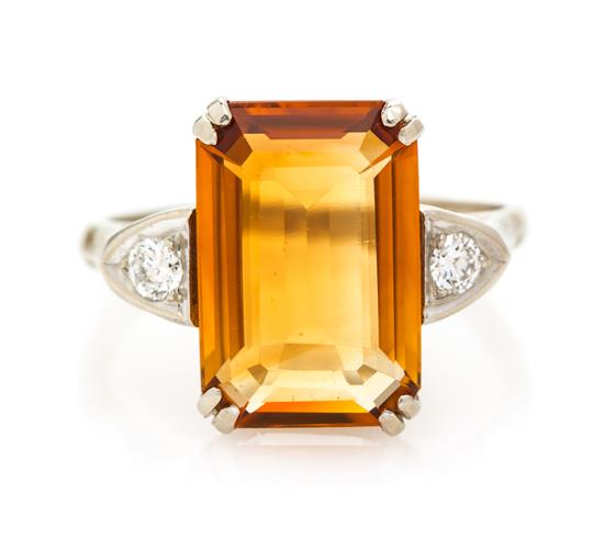 Appraisal: Sale Lot A Karat White Gold Citrine and Diamond Ring