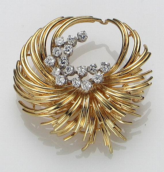 Appraisal: A diamond spray brooch estimated total diamond weight carats mounted