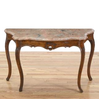 Appraisal: French Provincial marble top console table French Provincial marble top