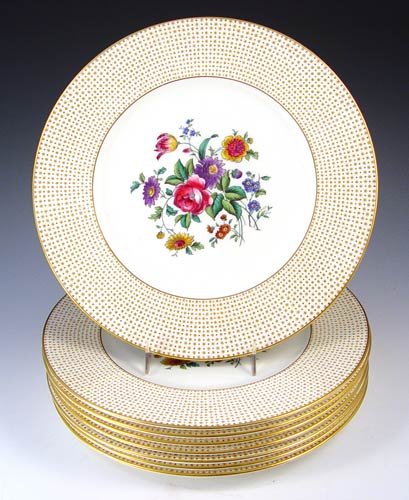 Appraisal: SET OF CAULDON FINE CHINA SERVICE PLATES Centering enamel floral