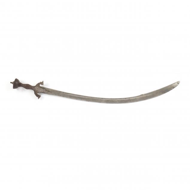 Appraisal: INDO-PERSIAN TULWAR SWORD Late th century in curved single-edged blade