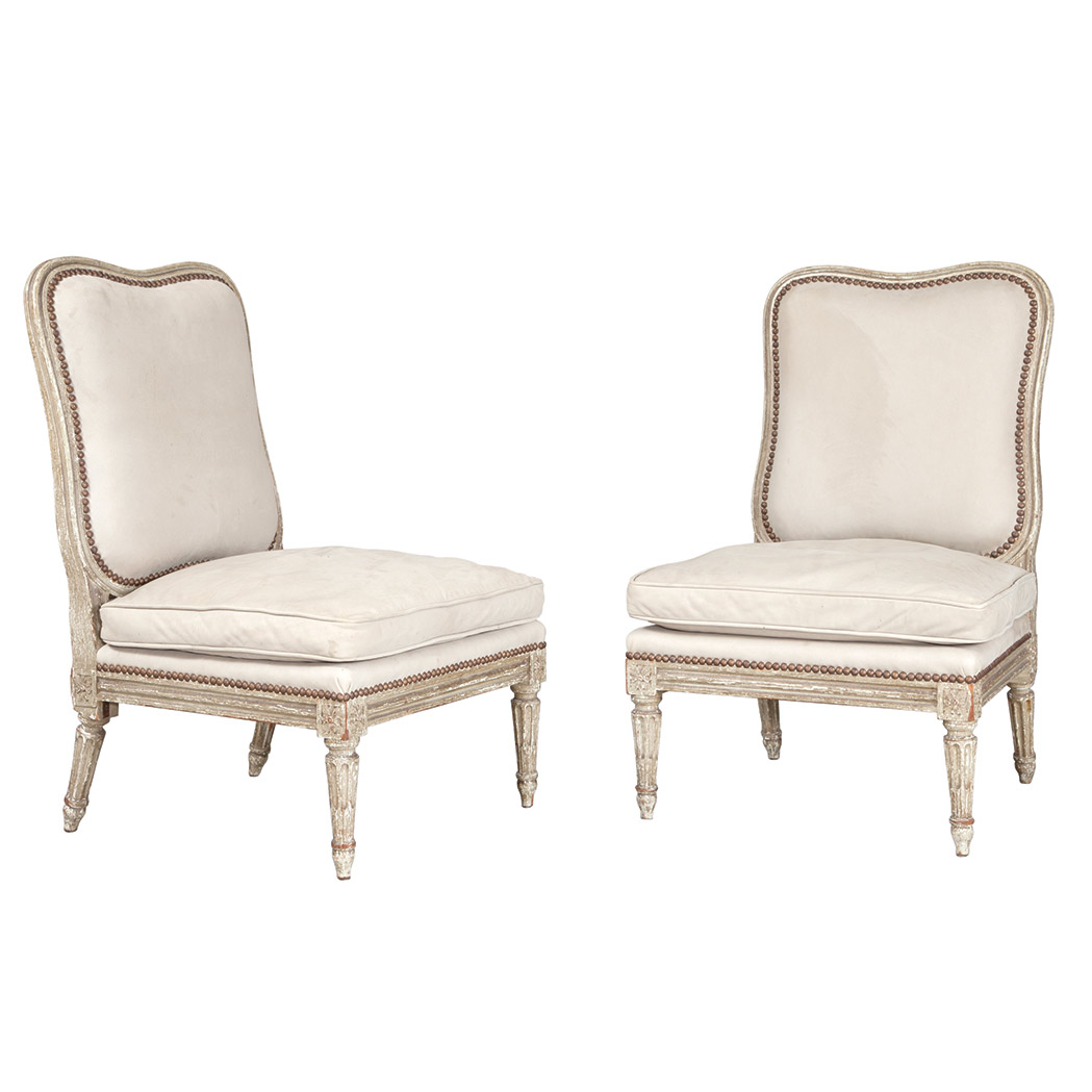 Appraisal: Pair of Louis XVI Style Chaises a la Reine Stamped